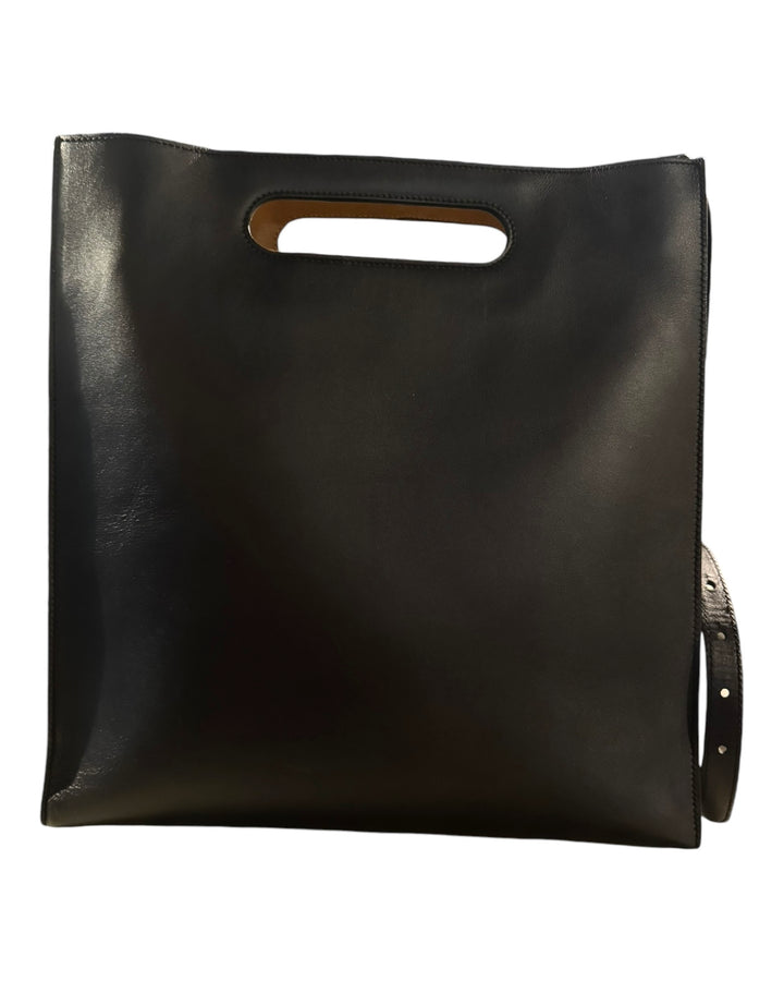 Gucci Black Leather Embossed XL Tote Bag, vintage designer handbags, preloved gucci