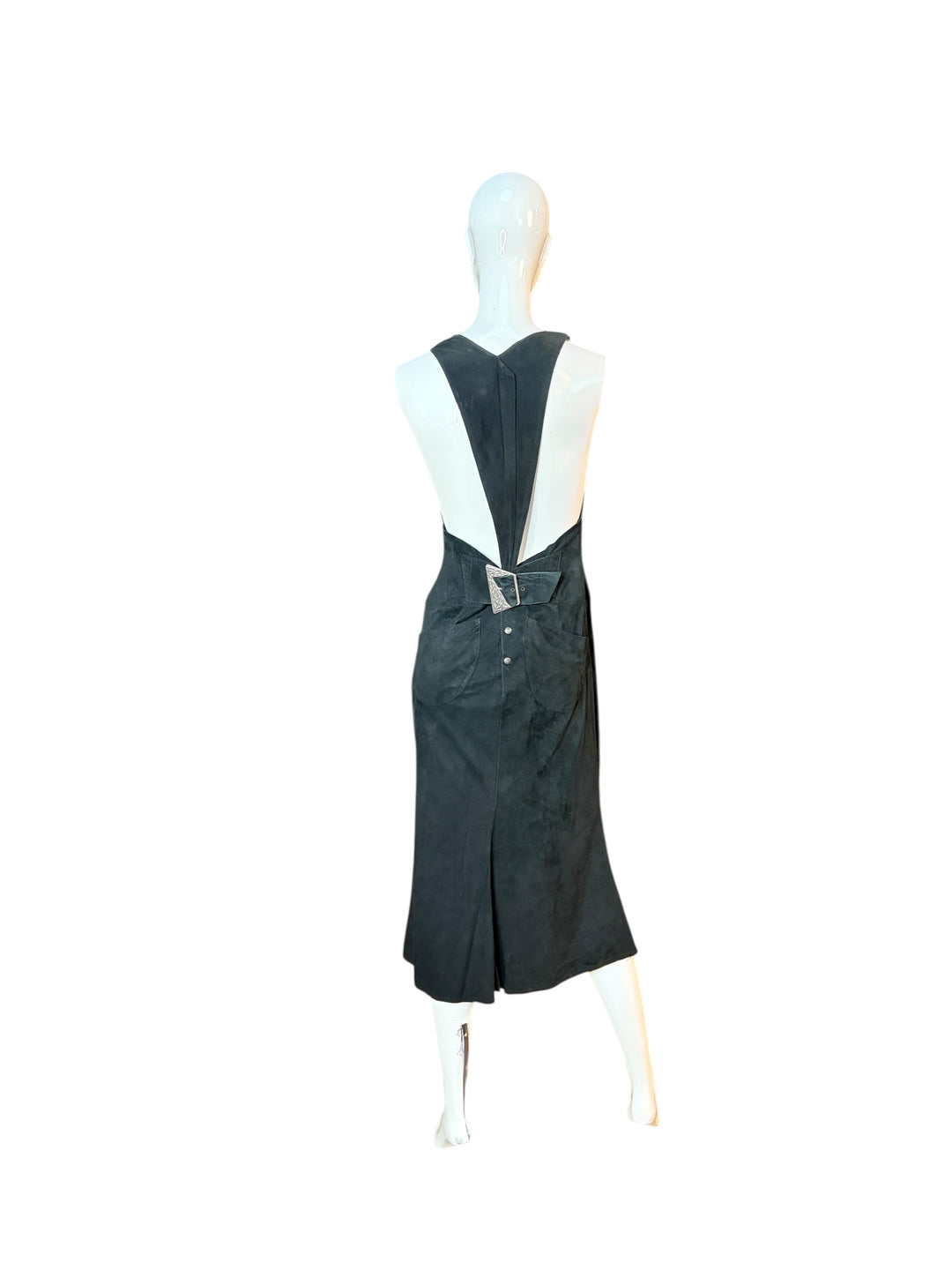Thierry Mugler Black Suede Open-Back Mermaid Gown c.1983–85