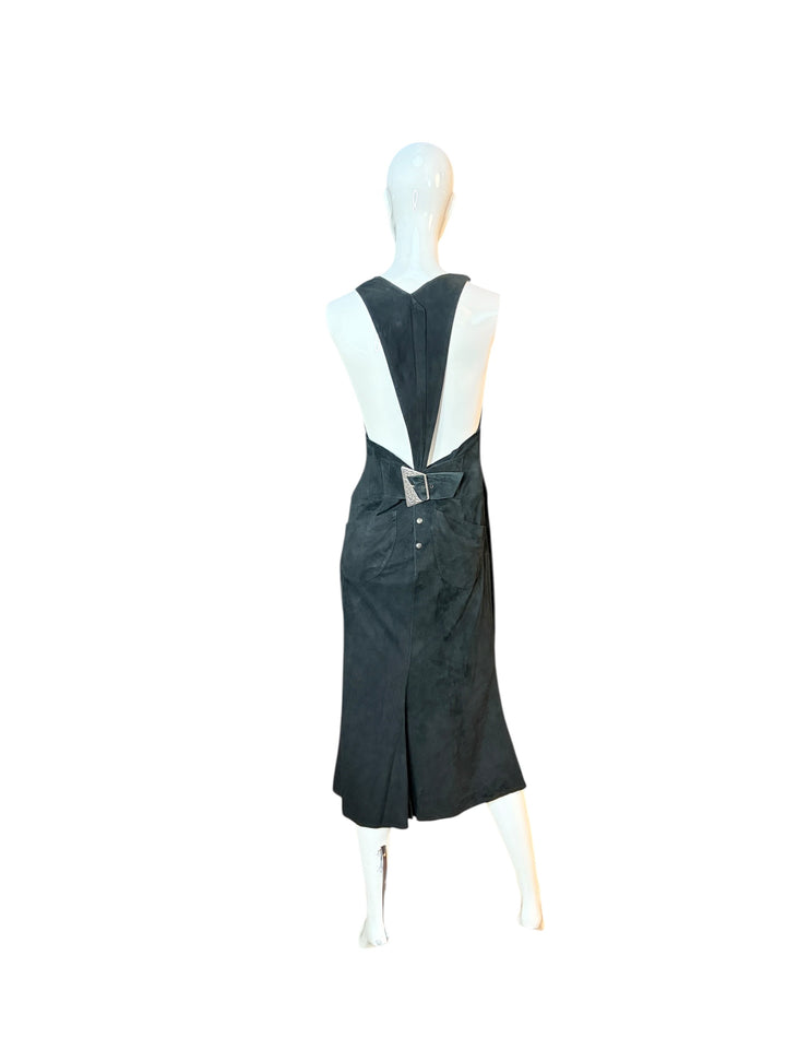 Thierry Mugler Black Suede Open-Back Mermaid Gown c.1983–85