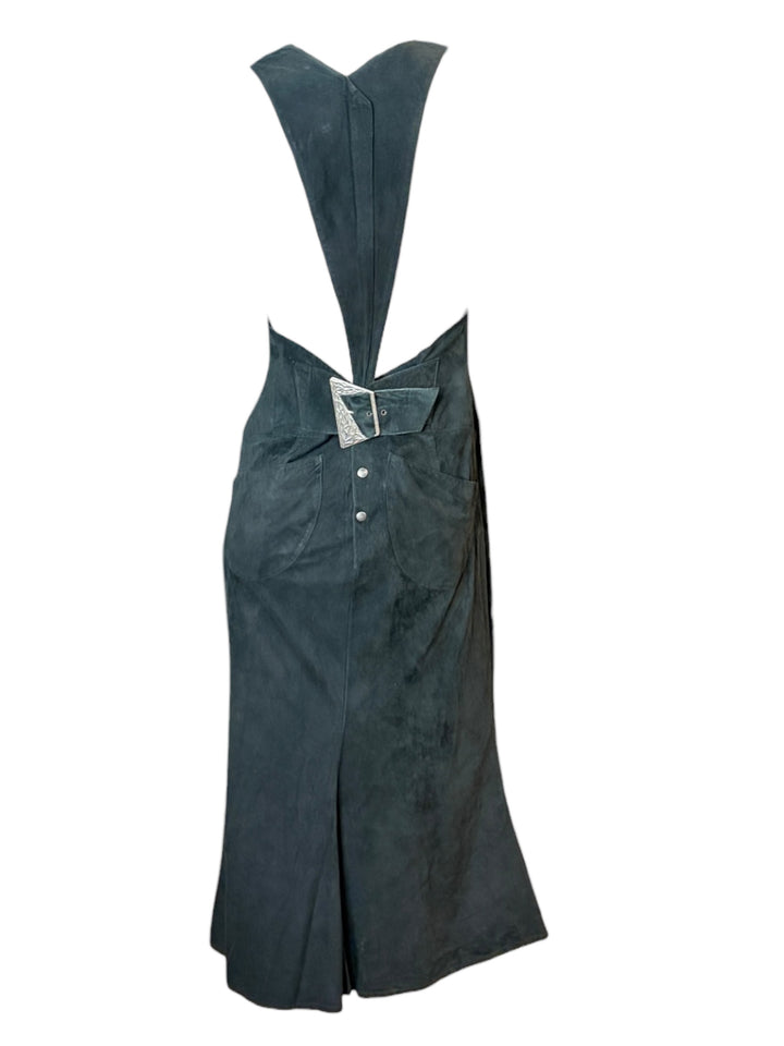Thierry Mugler Black Suede Open-Back Mermaid Gown c.1983–85