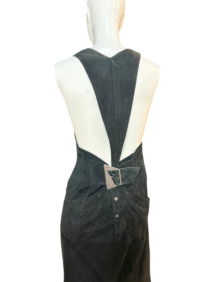 Thierry Mugler Black Suede Open-Back Mermaid Gown c.1983–85