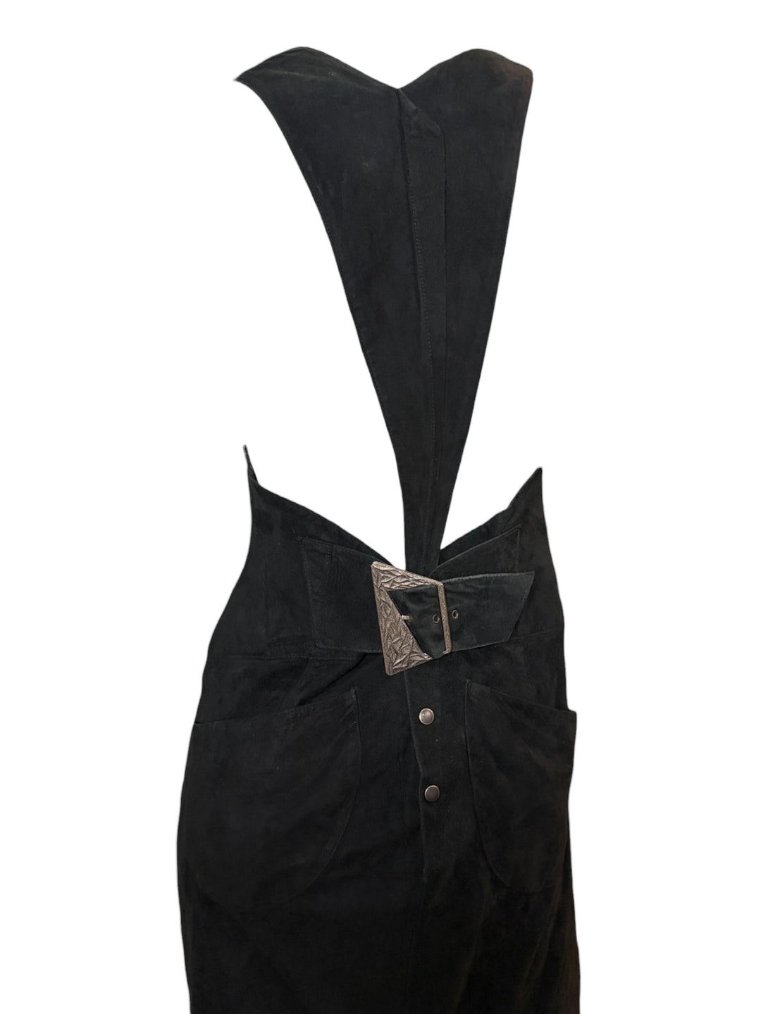 Thierry Mugler Black Suede Open-Back Mermaid Gown c.1983–85