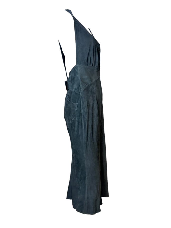 Thierry Mugler Black Suede Open-Back Mermaid Gown c.1983–85