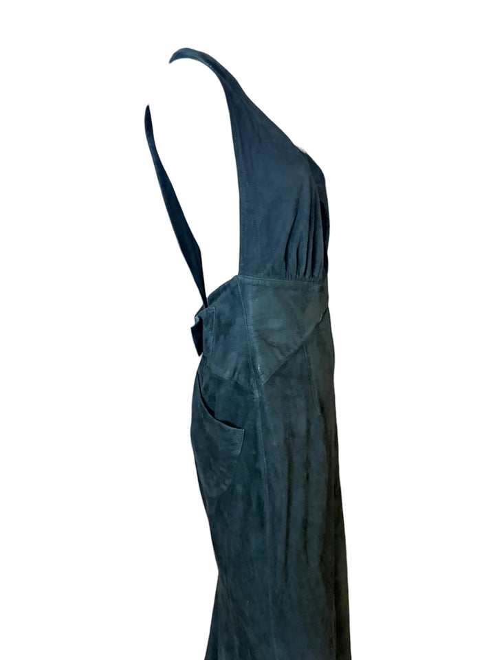Thierry Mugler Black Suede Open-Back Mermaid Gown c.1983–85