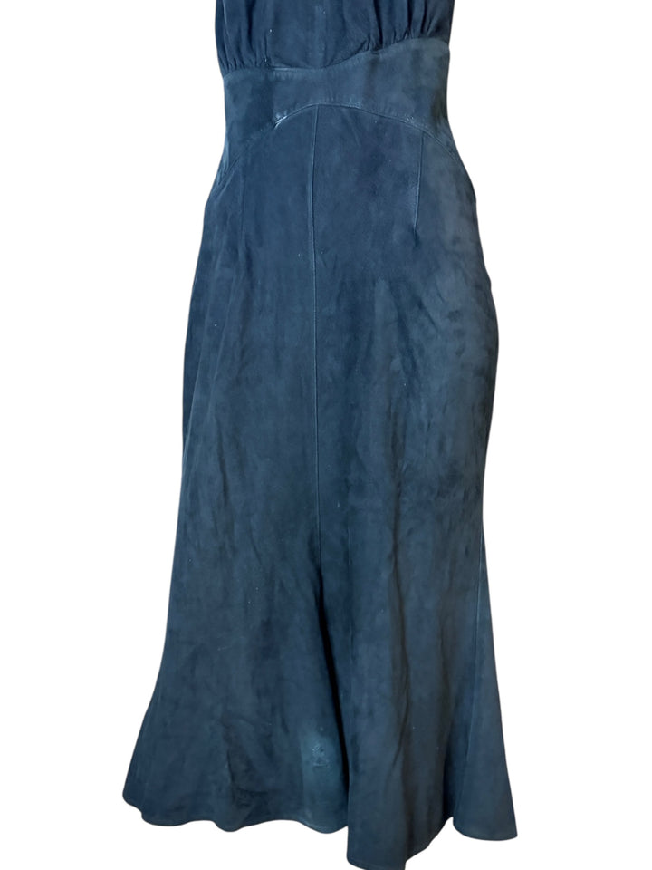 Thierry Mugler Black Suede Open-Back Mermaid Gown c.1983–85