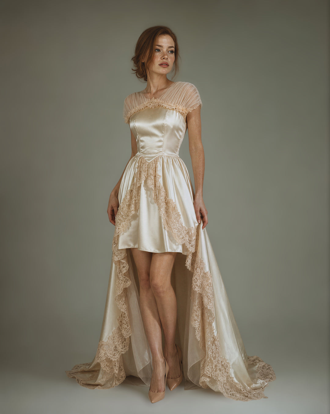 1930s Grecian Recouture Gown, Antique Silk Satin — One of a Kind by Colleema