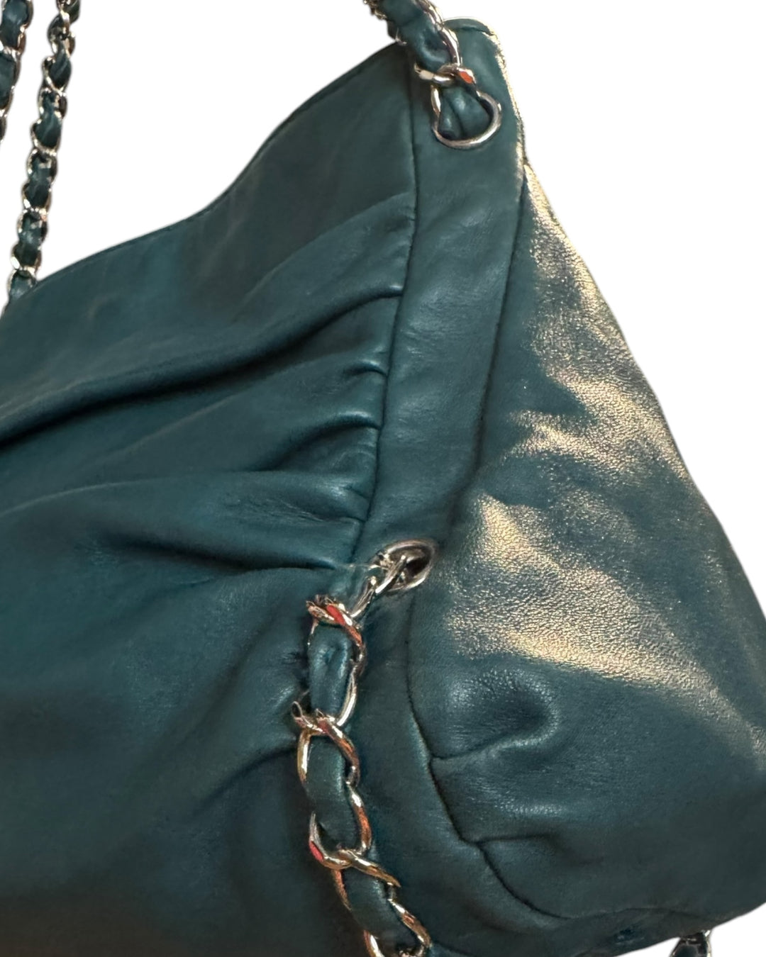 Chanel Teal Lambskin Sharpei Medium Tote