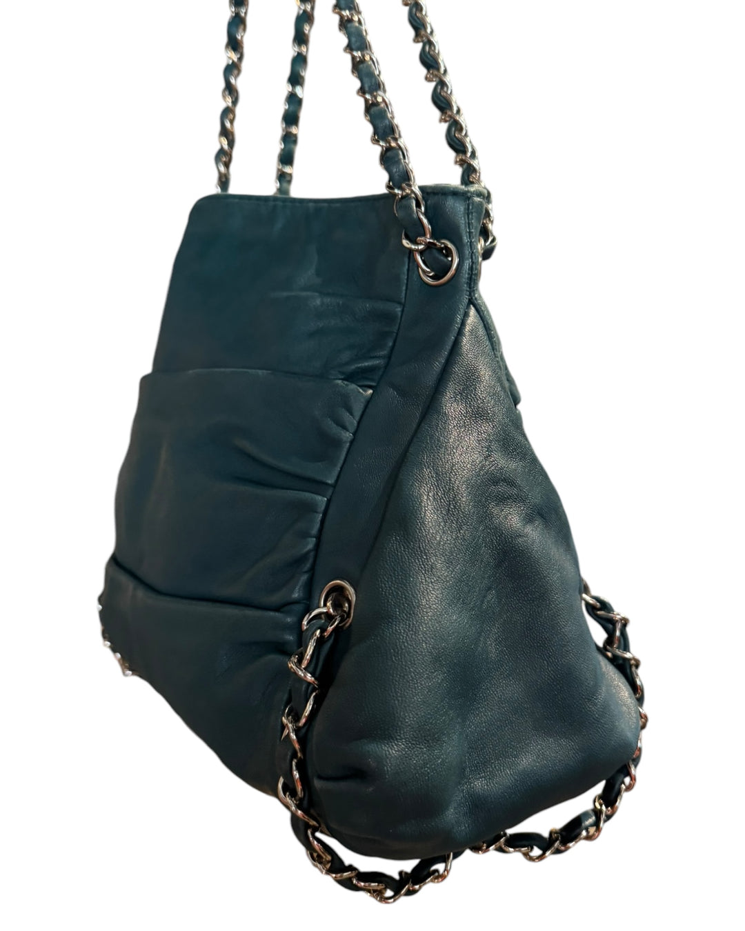 Chanel Teal Lambskin Sharpei Medium Tote