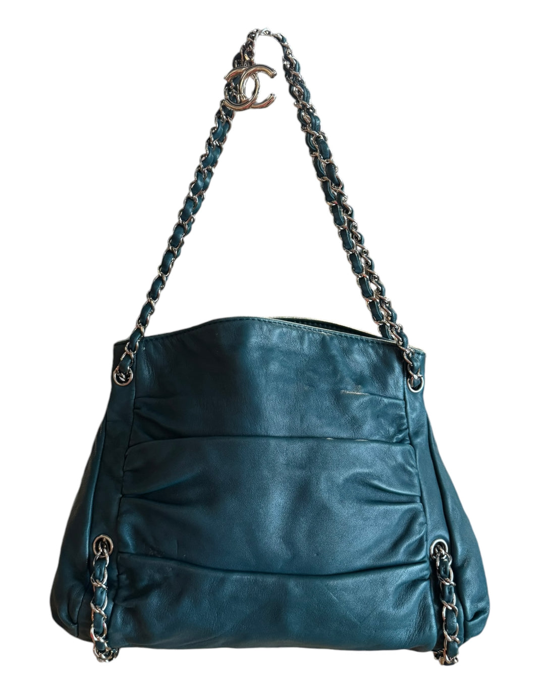 Chanel Teal Lambskin Sharpei Medium Tote