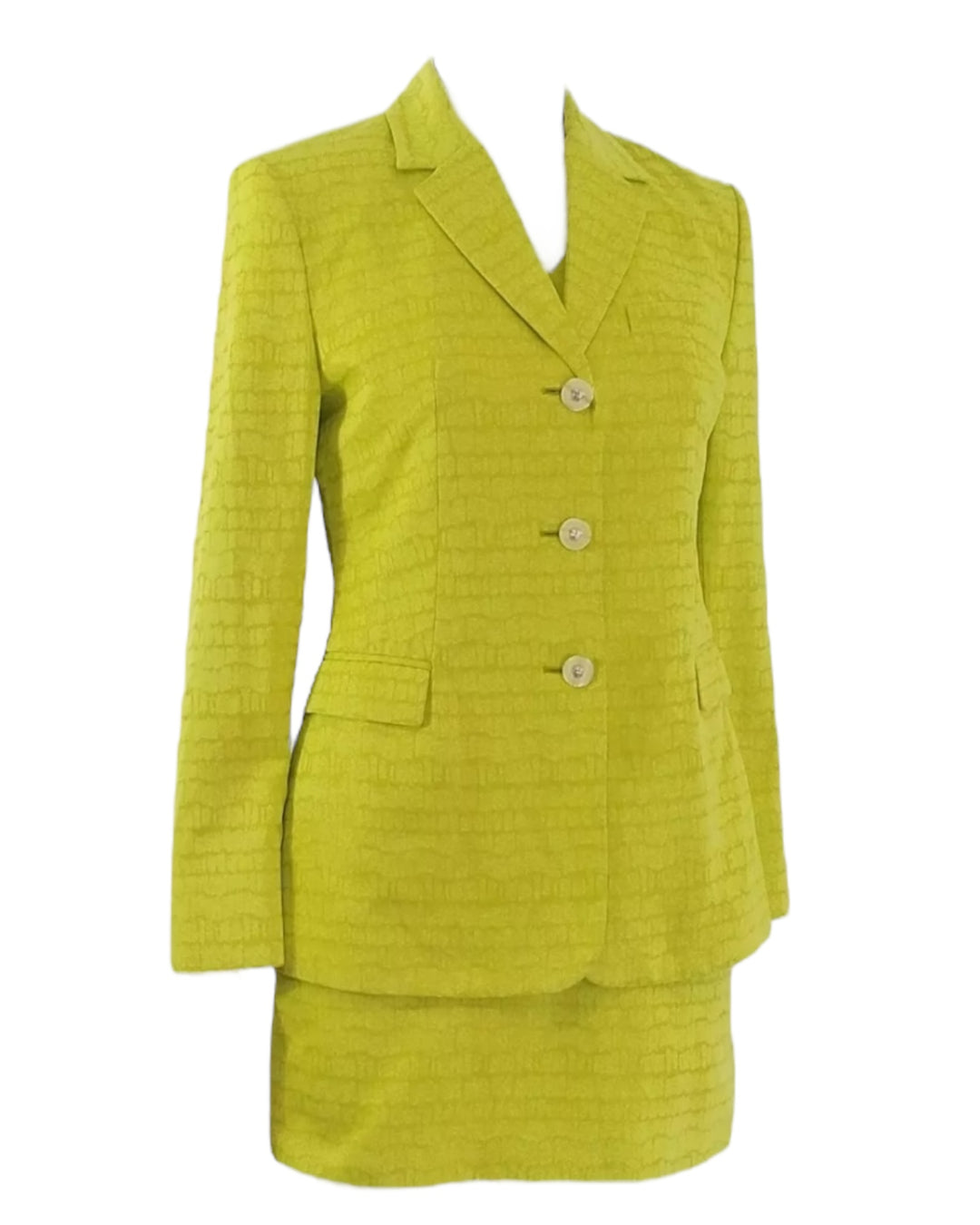 Versace Lime Dress x Blazer Suit Set