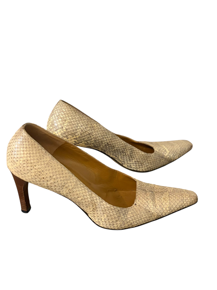 Gucci Natural Snakeskin Pointed-Toe Pump, Tom Ford Era, 38