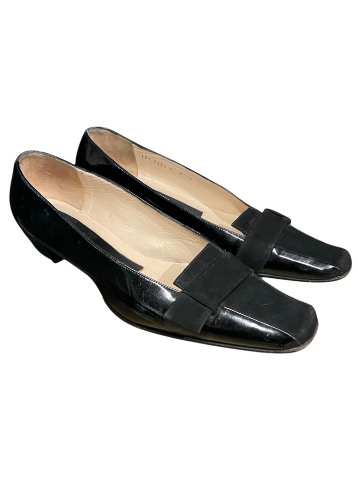 Gucci Black Patent & Suede Square-Toe Loafer Pump, Tom Ford Era, 38.5