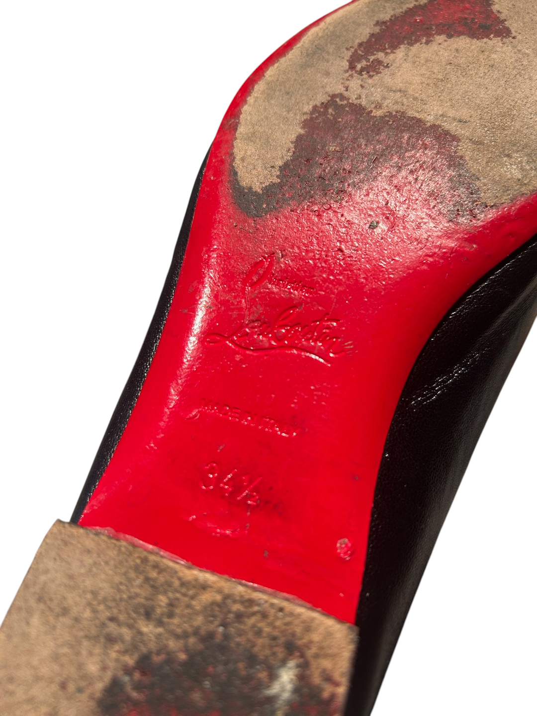 Christian Louboutin Black Leather Pom-Pom Pointed Flat, 36.5