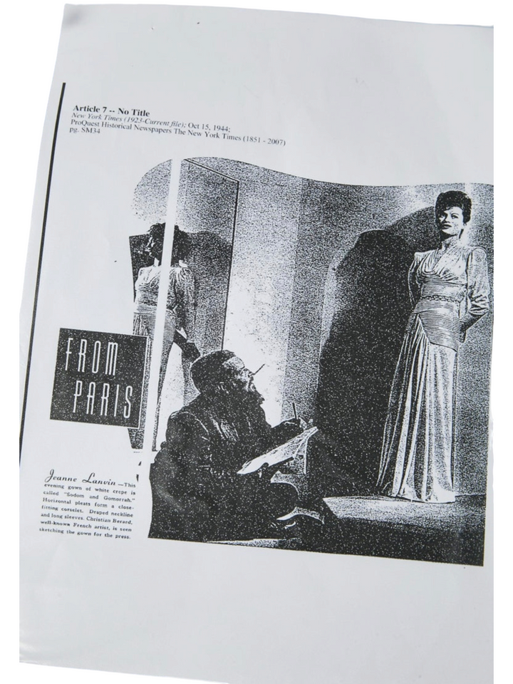 Jeanne Lanvin Haute Couture "Sodom and Gomorrah" Gown, Occupied Paris, c. 1943–44 — Documented New York Times 1944, Illustrated by Christian Bérard