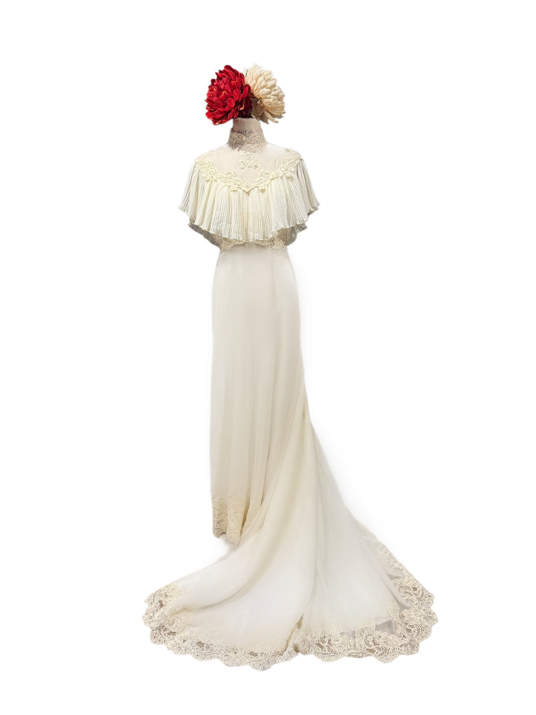 1970s Wedding Gown with Romantic Lace and Organza 1970s Wedding Gown with Romantic Lace and Organza