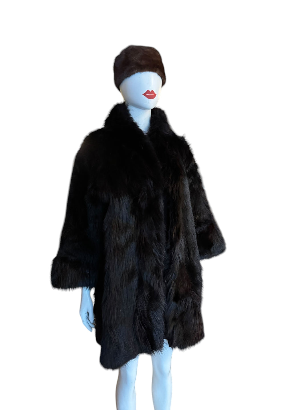 Heavy Black Fox Fur Coat