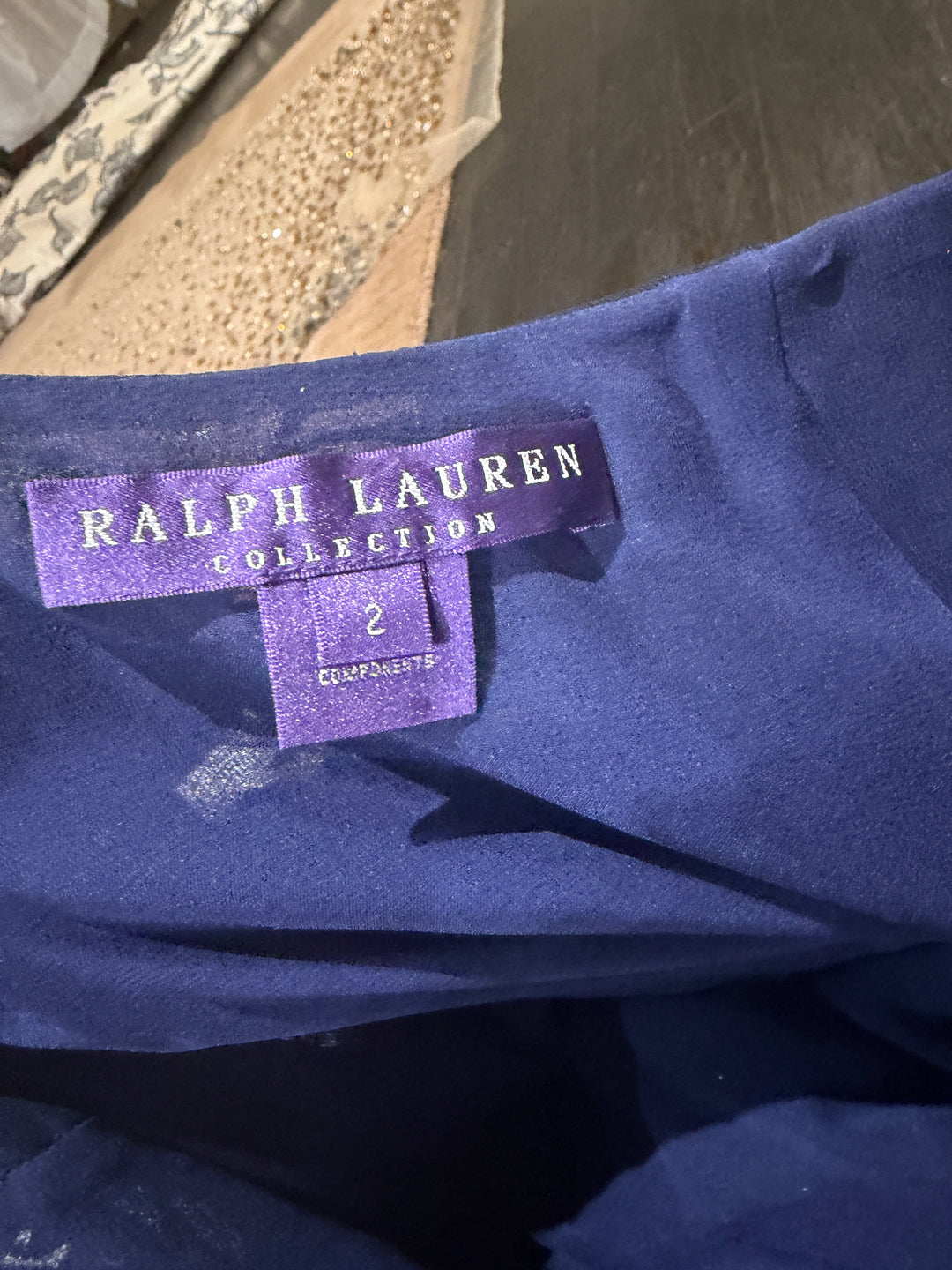 2010 Ralph Lauren Collection Indigo Hand-Beaded Net Two-Piece