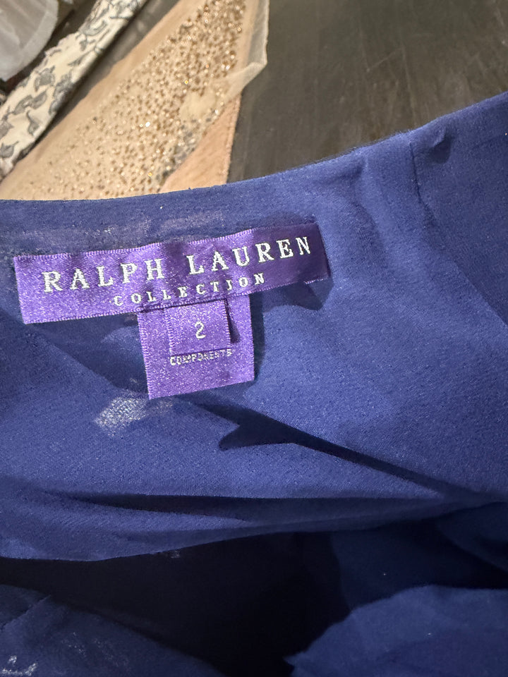 2010 Ralph Lauren Collection Indigo Hand-Beaded Net Two-Piece
