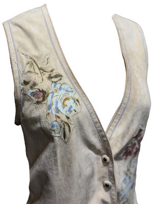 Look 02 — Sand Floral Suede Vest &amp; Skirt