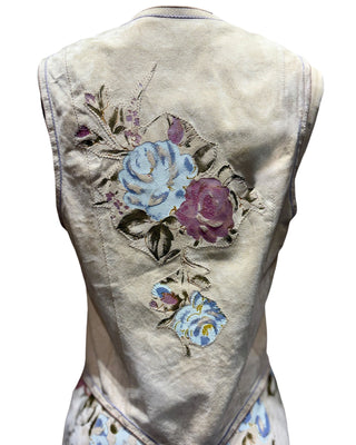 Look 02 — Sand Floral Suede Vest &amp; Skirt