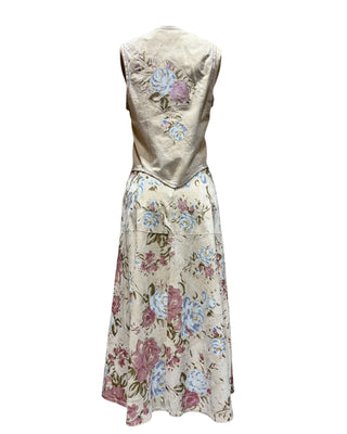 Look 02 — Sand Floral Suede Vest &amp; Skirt