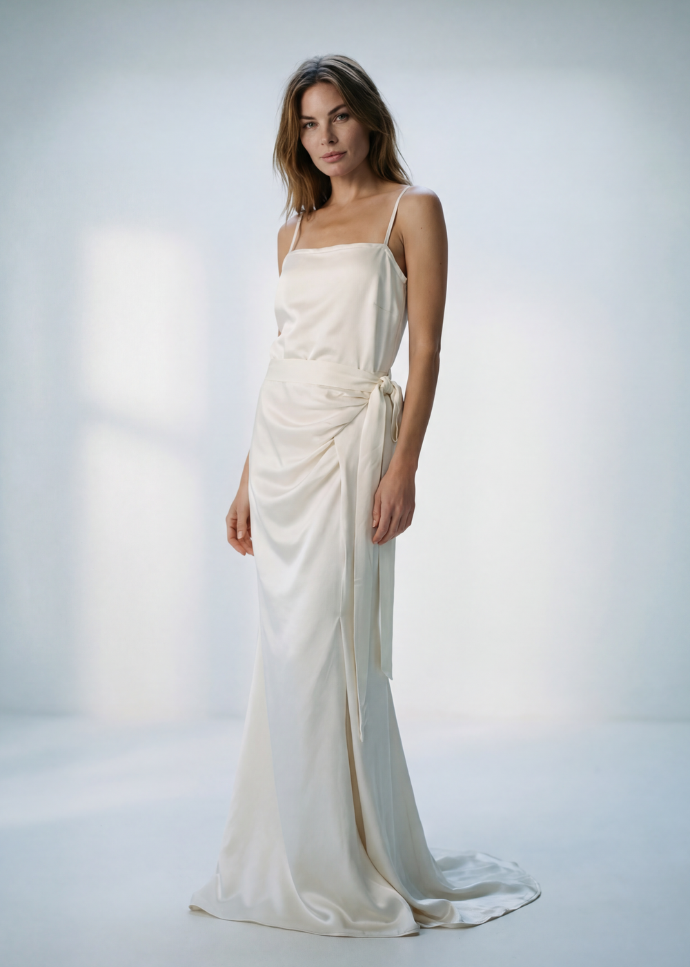 Lanvin 2000 Alber Elbaz white bridal gown vintage exposed zipper on model