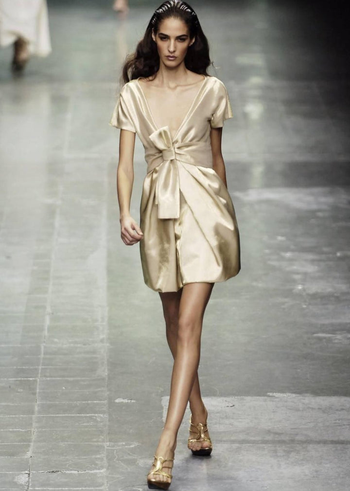 Alexander McQueen Gold Lamé Runway Cocktail Dress