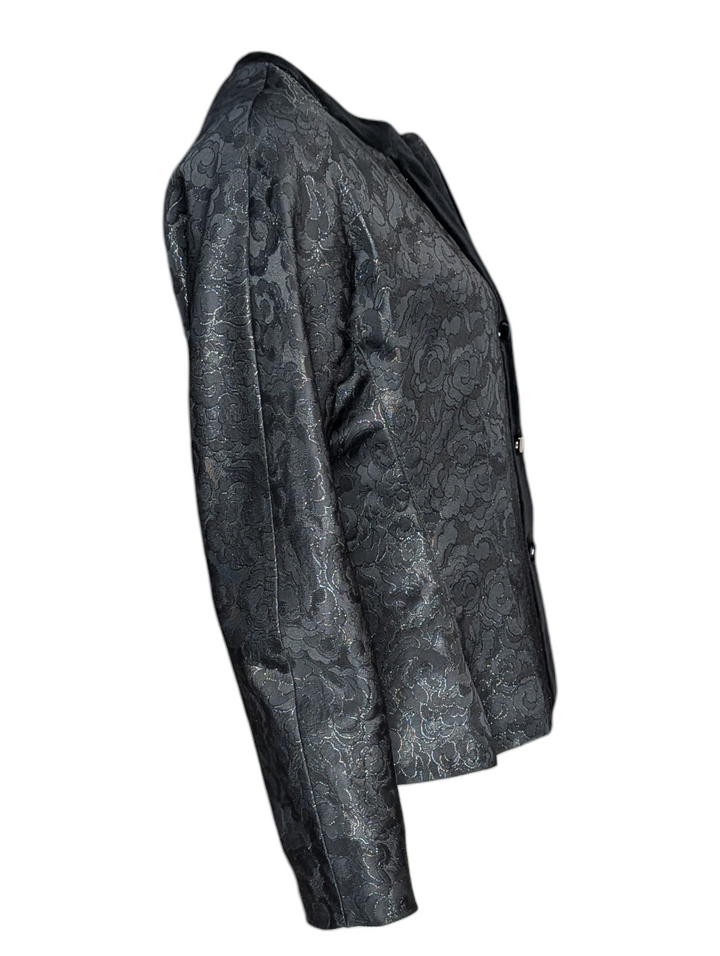 Vintage Guy Laroche Paris Black Floral Jacquard Evening Jacket