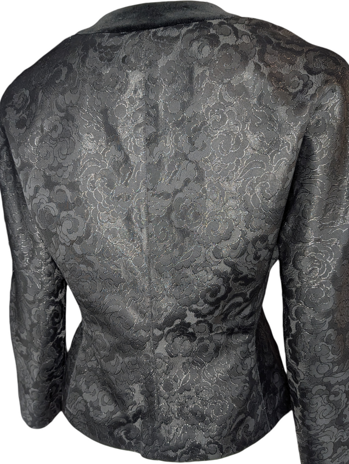 Vintage Guy Laroche Paris Black Floral Jacquard Evening Jacket