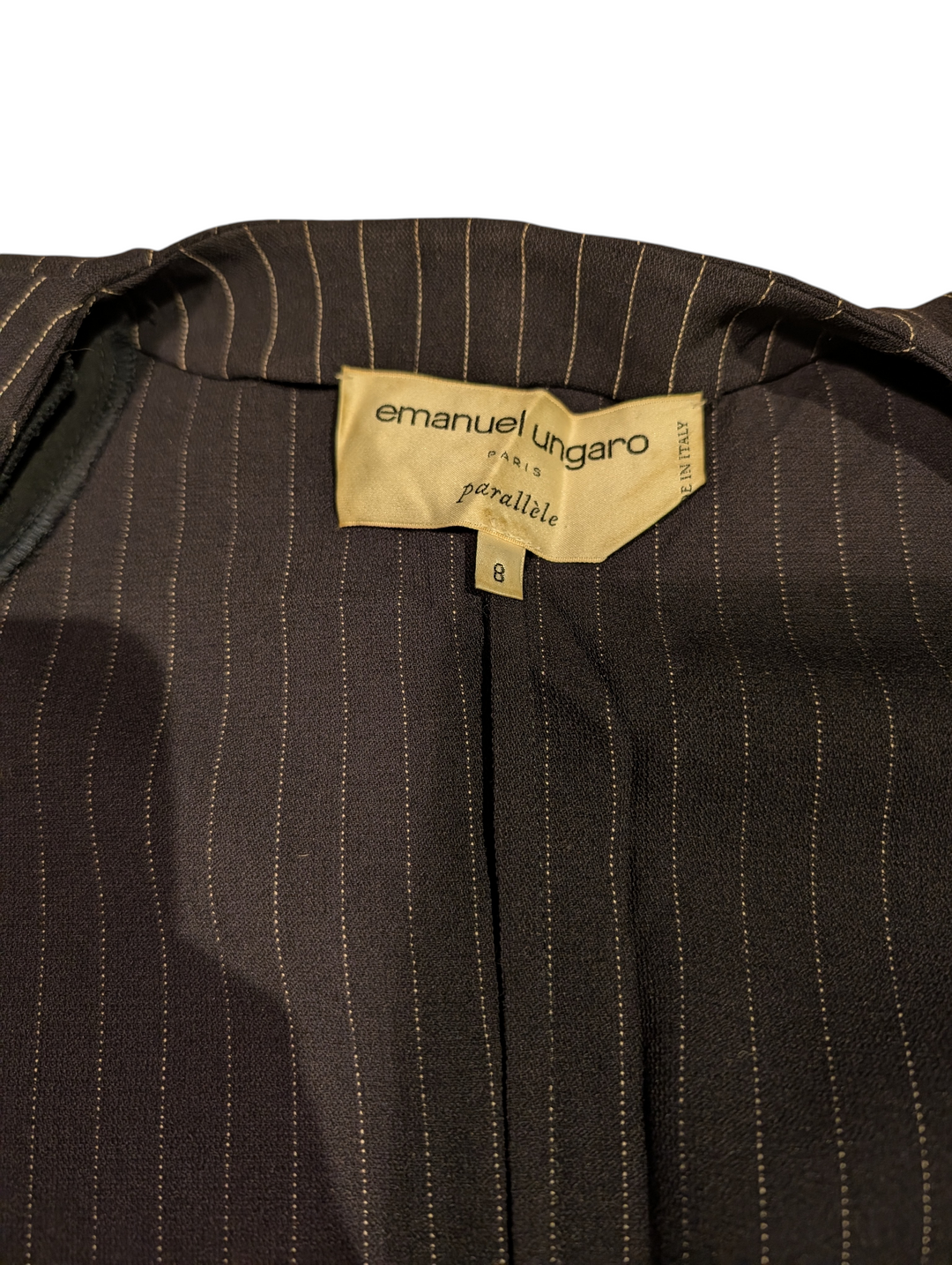 Emanuel Ungaro Parallèle Pinstripe Wool Wrap Dress