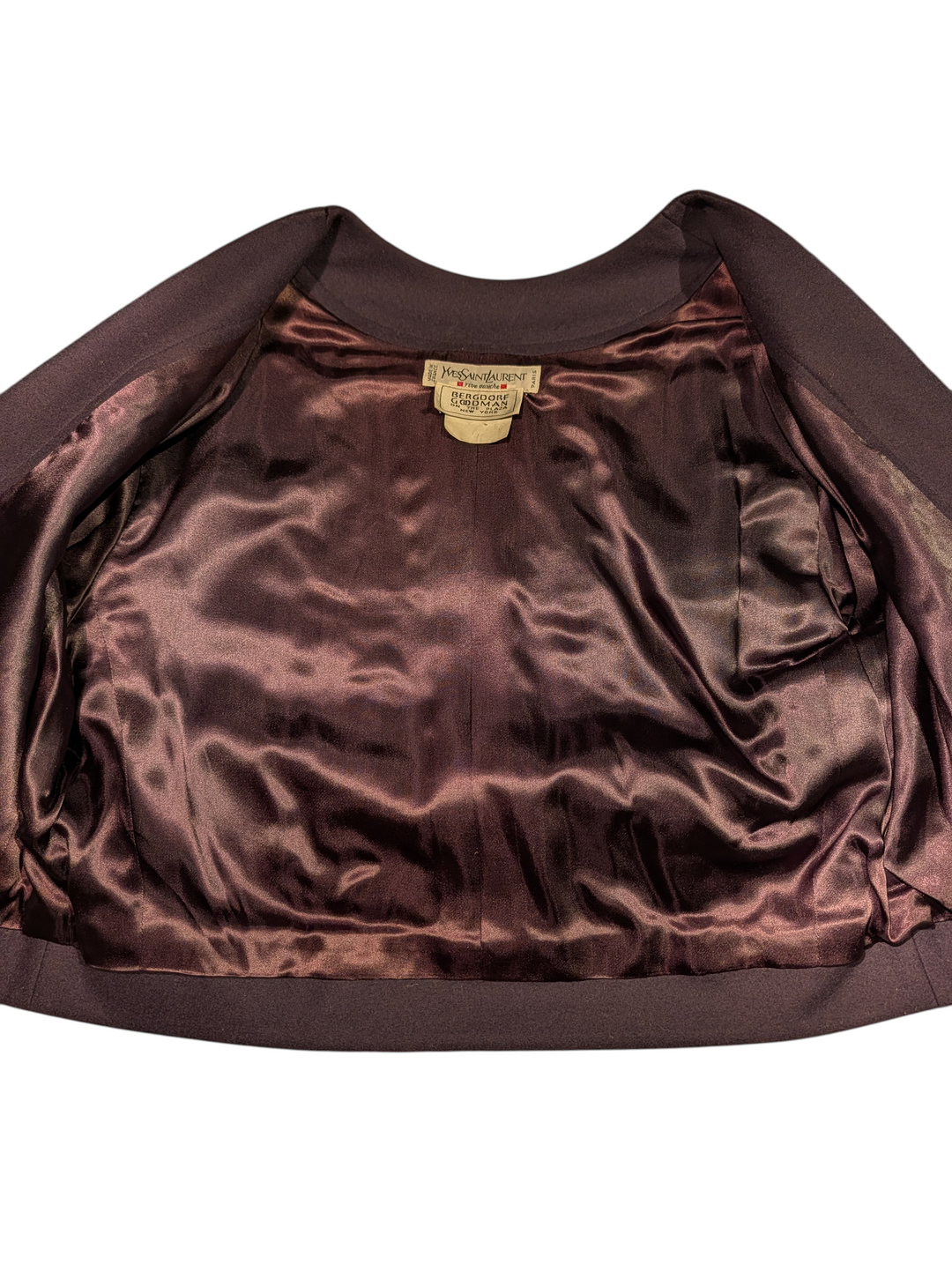 Yves Saint Laurent Cropped Wool Jacket in Forest Green and Plum