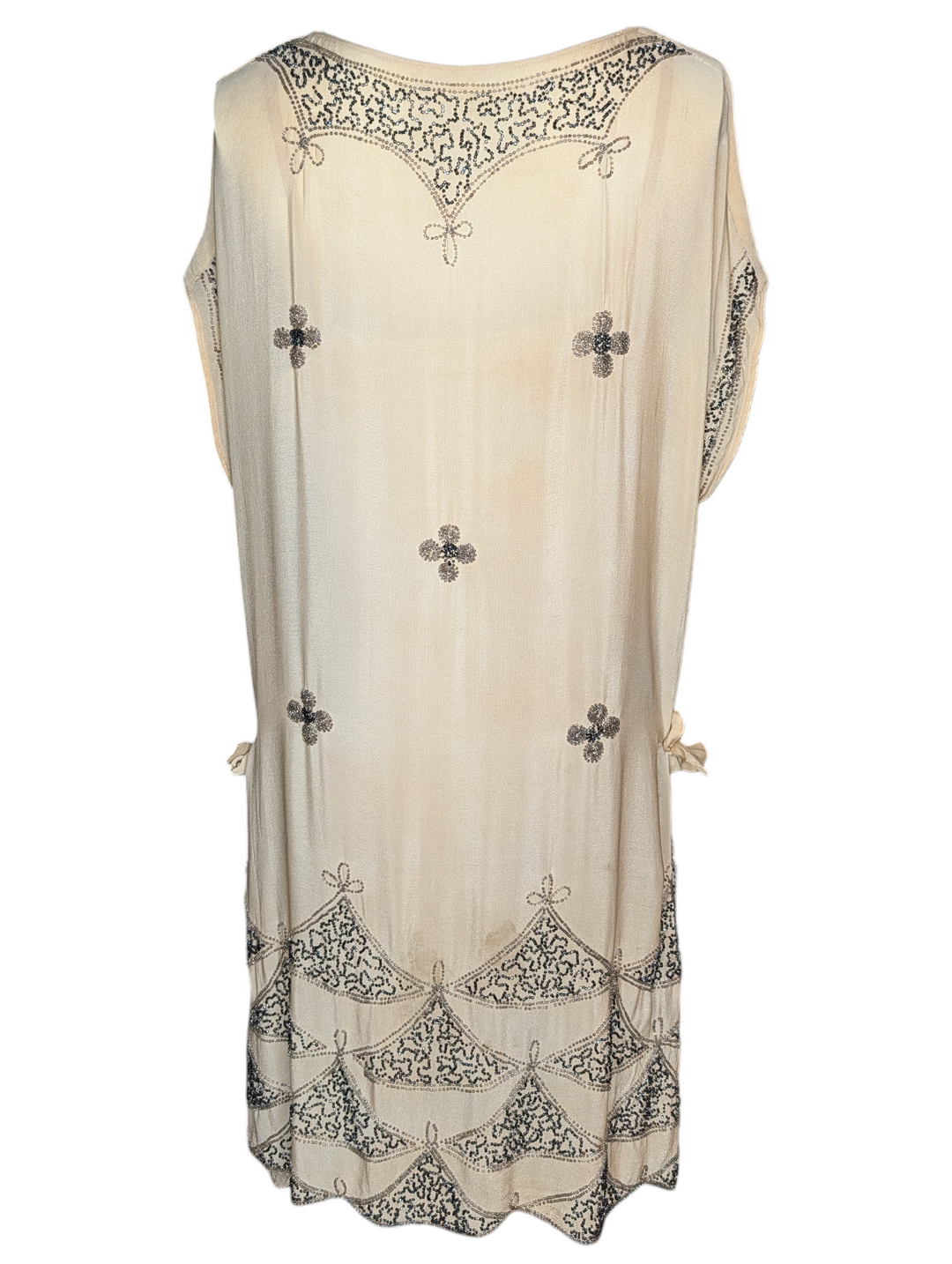 1920s Quatrefoil Beaded Flapper Gown