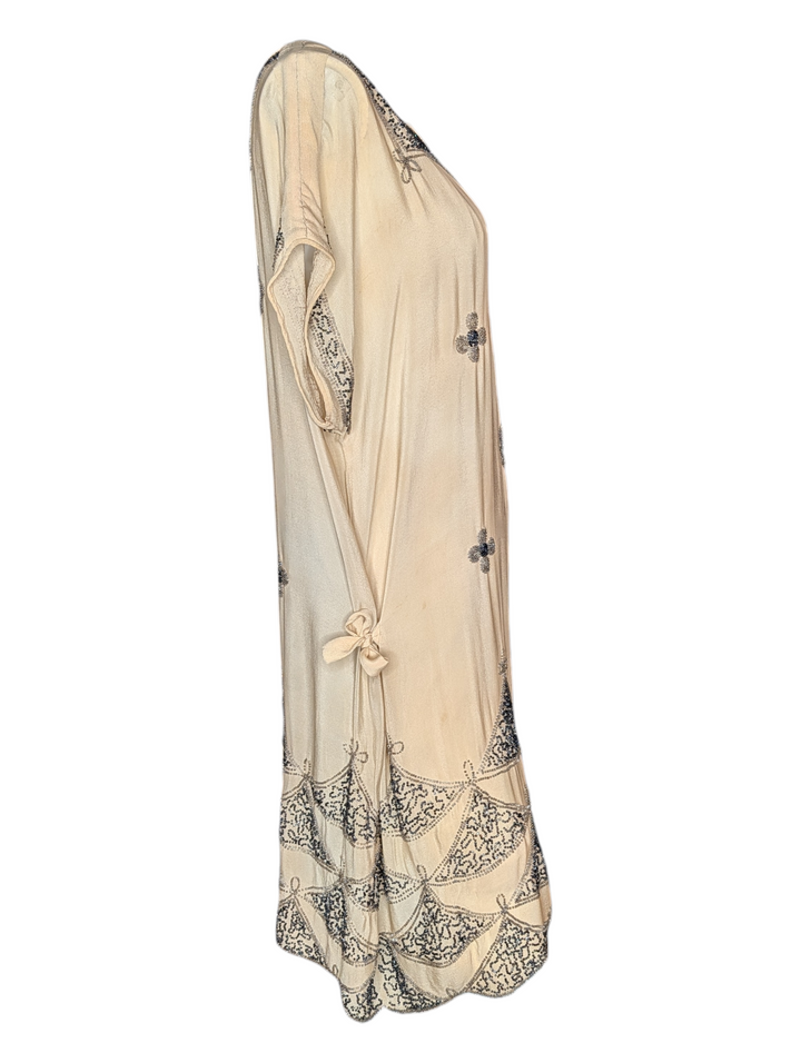 1920s Quatrefoil Beaded Flapper Gown