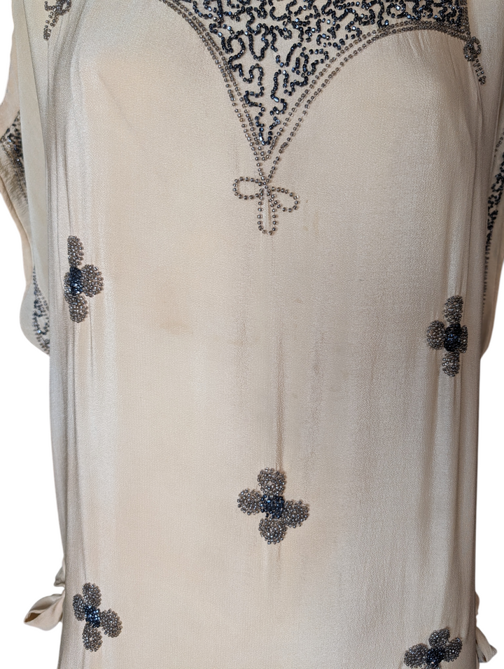 1920s Quatrefoil Beaded Flapper Gown