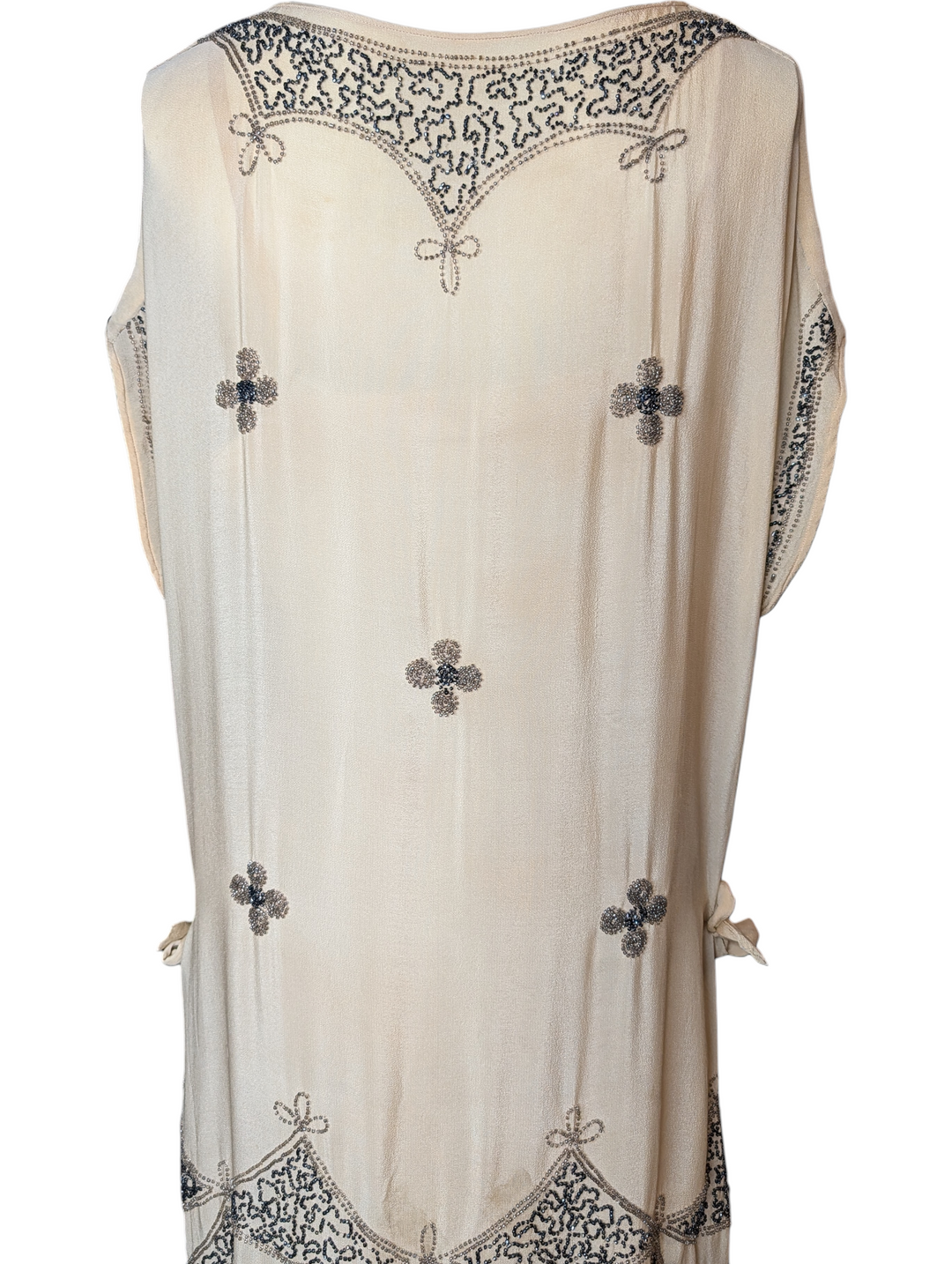 1920s Quatrefoil Beaded Flapper Gown