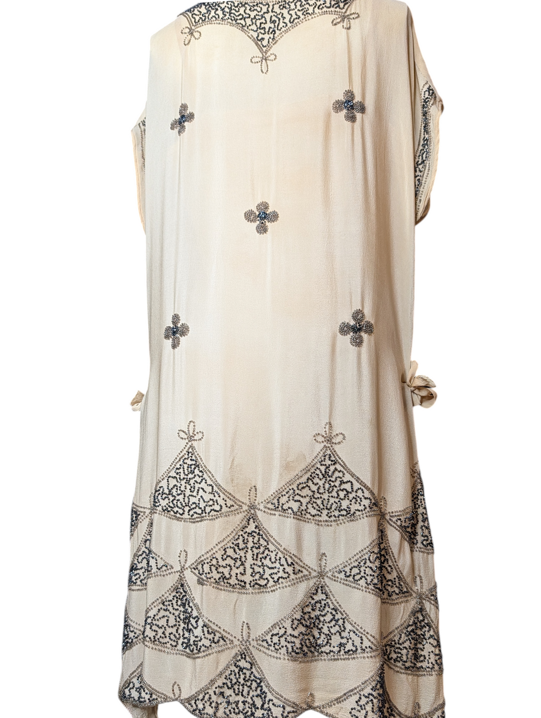 1920s Quatrefoil Beaded Flapper Gown