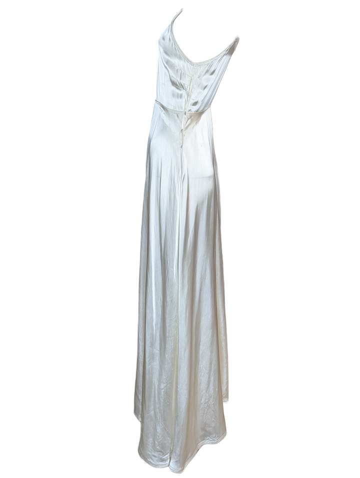 1930s Bias-Cut Ivory Silk Slip Dress with Straps