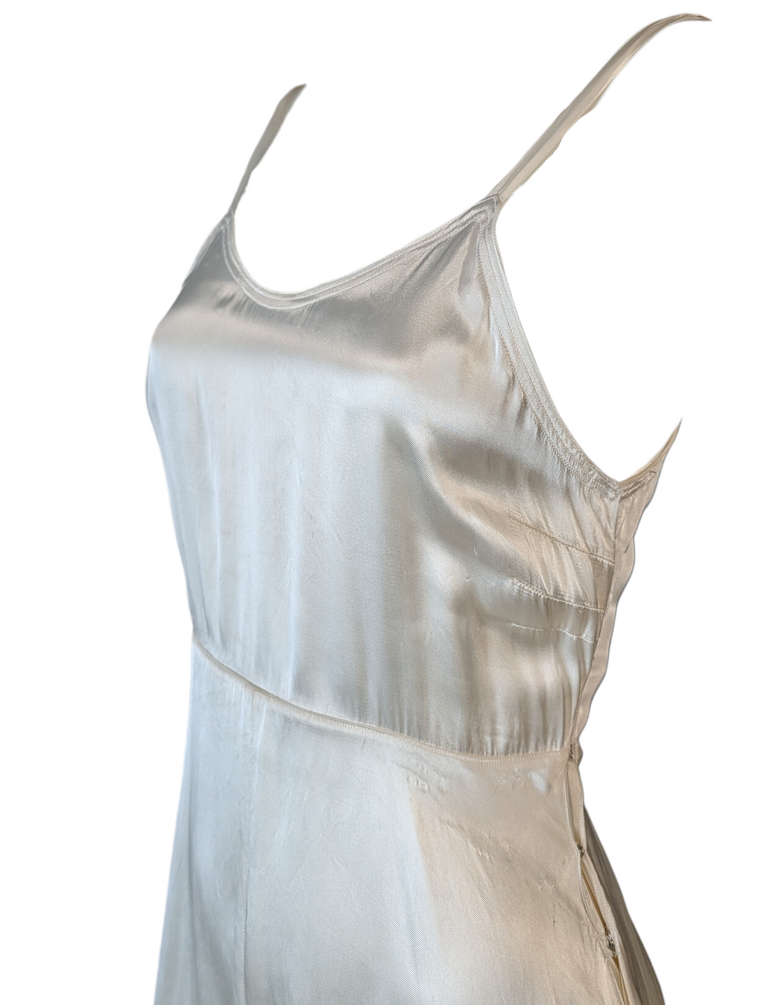 1930s Bias-Cut Ivory Silk Slip Dress with Straps