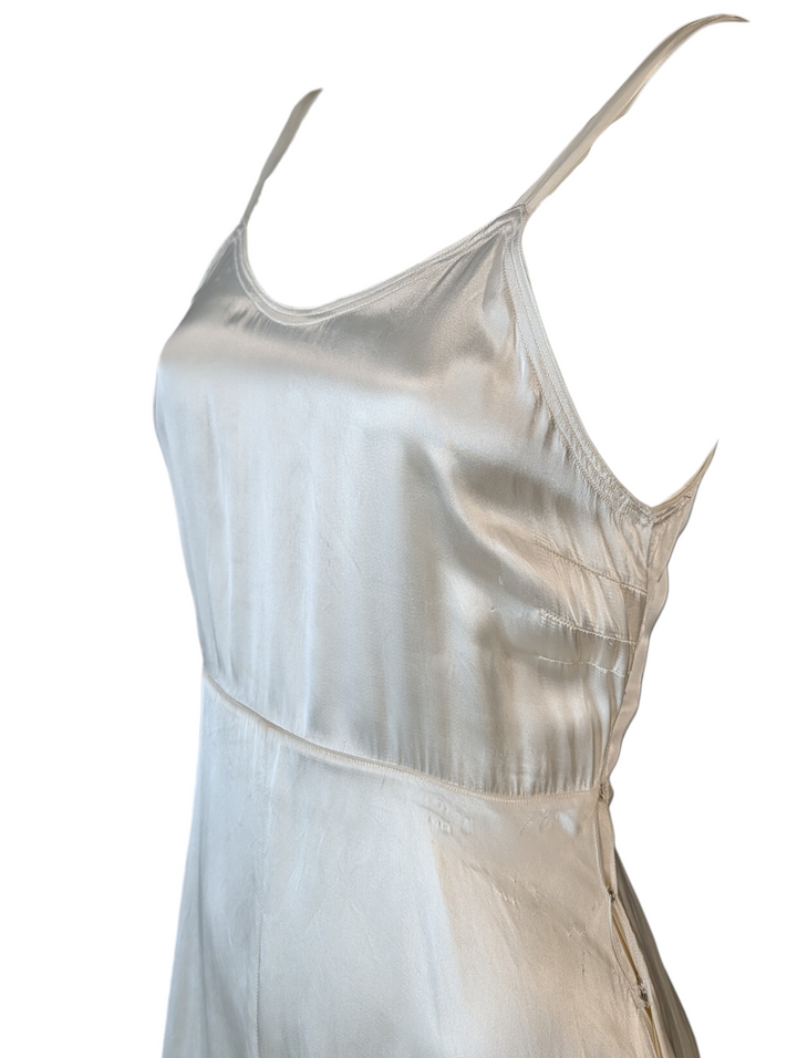1930s Bias-Cut Ivory Silk Slip Dress with Straps