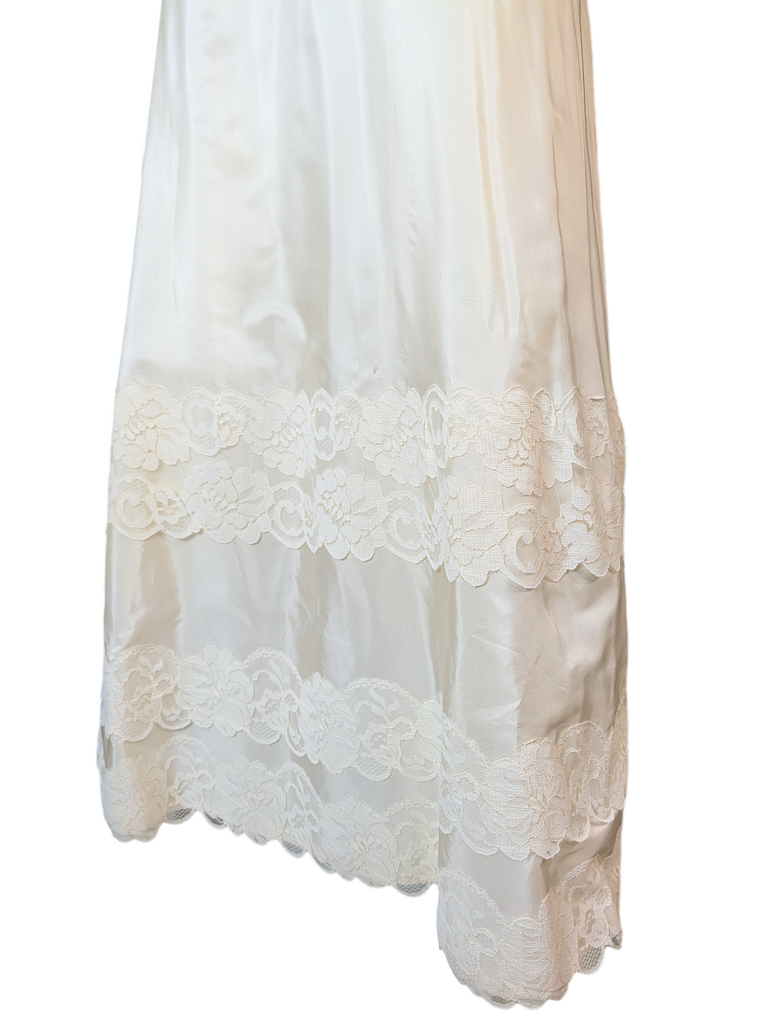 1960s Lace Wedding Gown with Long Sleeves and Column Silhouette