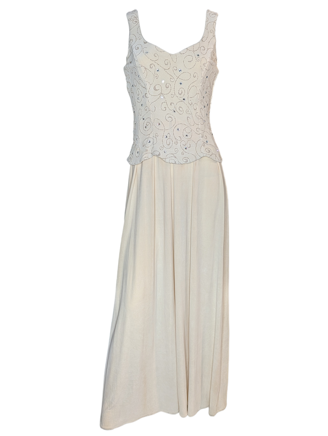 1970s Rhinestone Sheath Wedding Gown