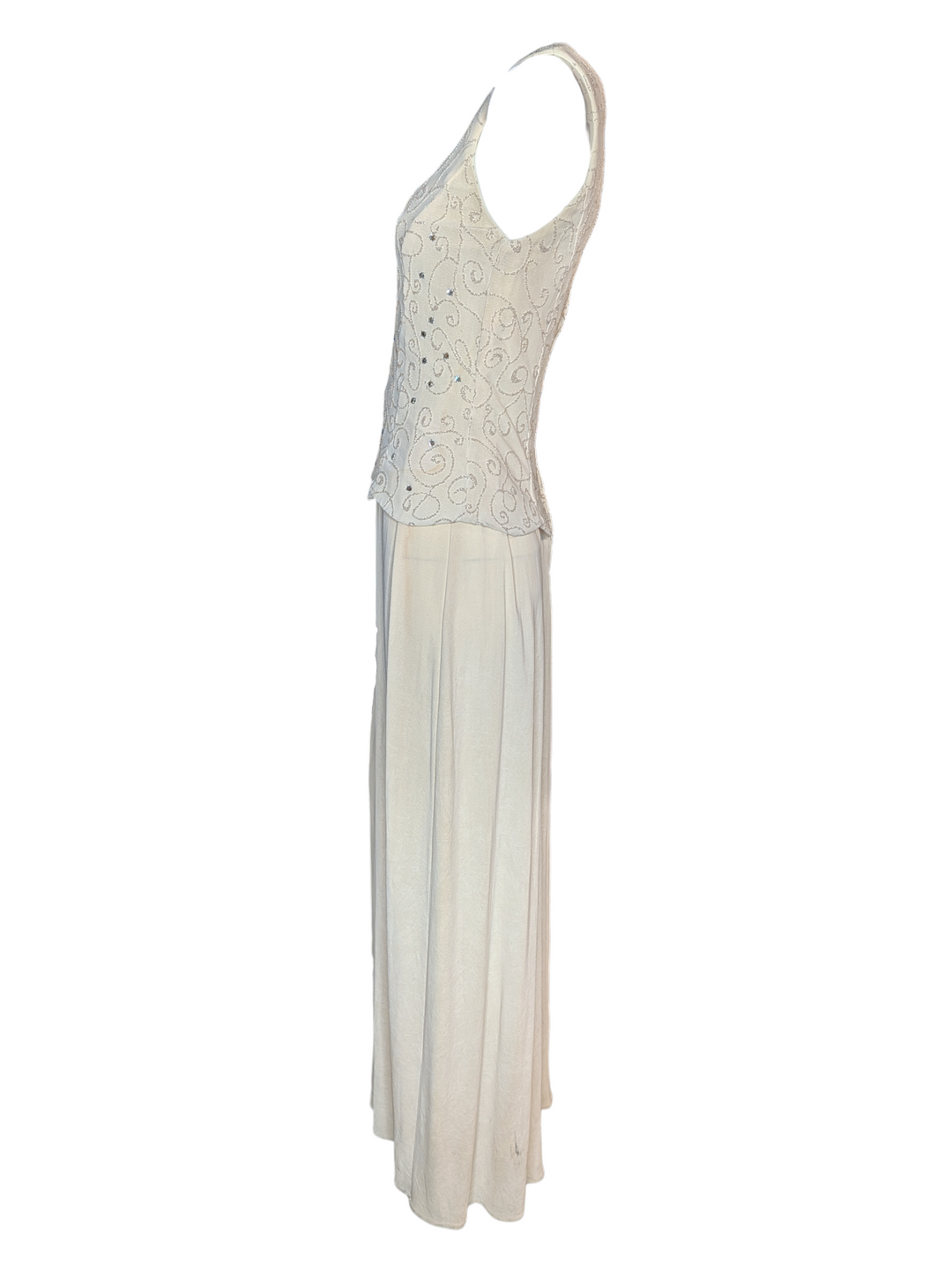 1970s Rhinestone Sheath Wedding Gown