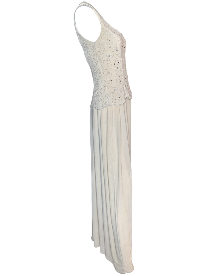 1970s Rhinestone Sheath Wedding Gown