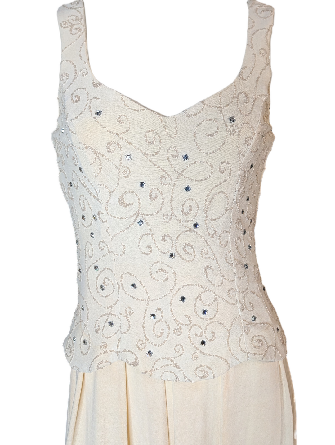 1970s Rhinestone Sheath Wedding Gown