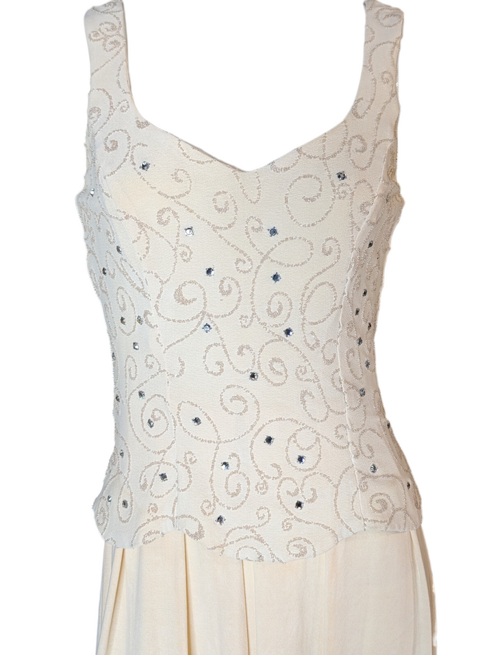 1970s Rhinestone Sheath Wedding Gown