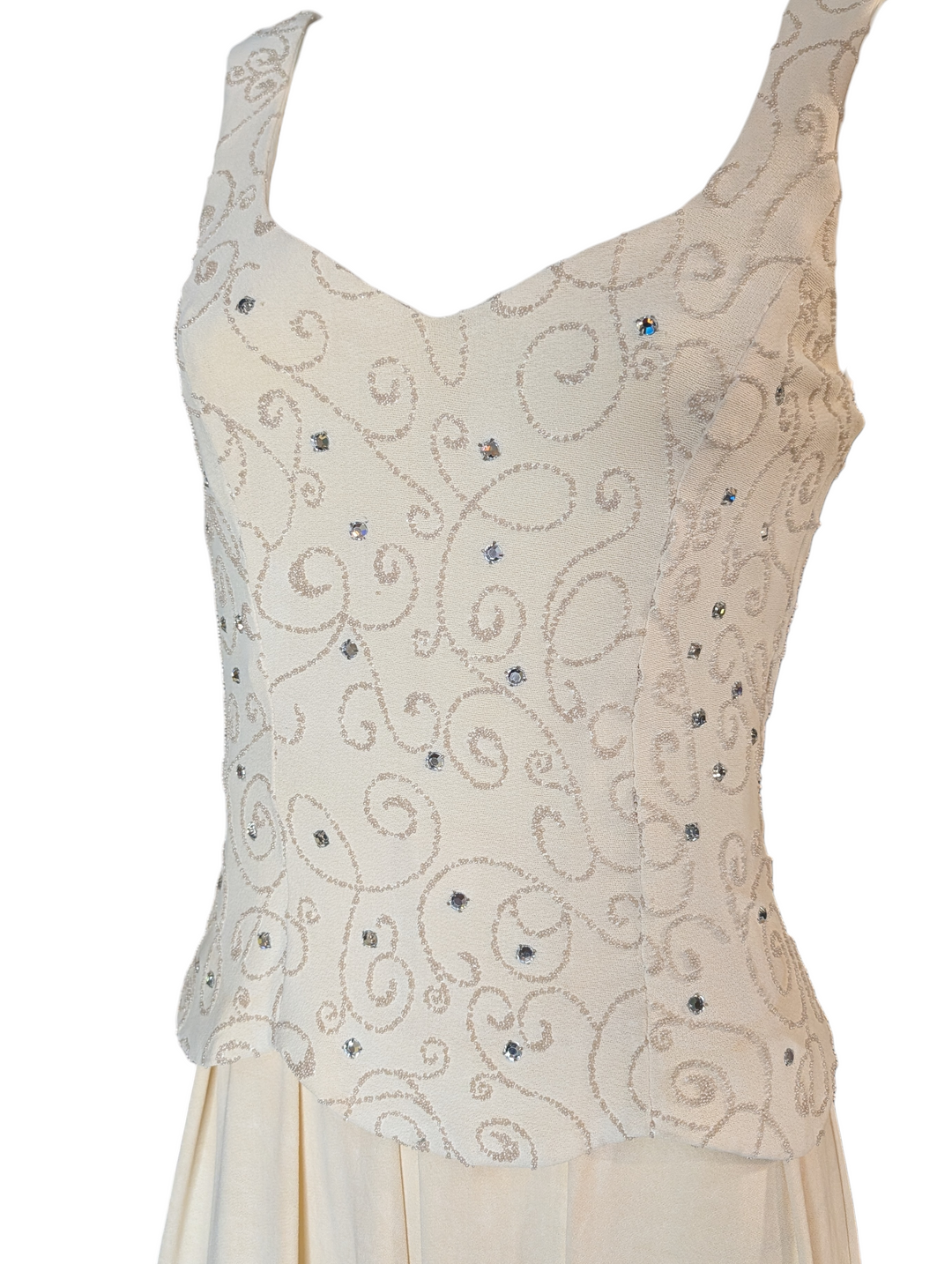 1970s Rhinestone Sheath Wedding Gown