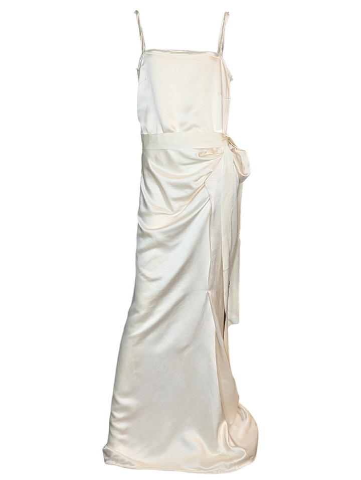 Early 2000s Lanvin Paris Ivory Silk Satin Bridal Gown by Alber Elbaz