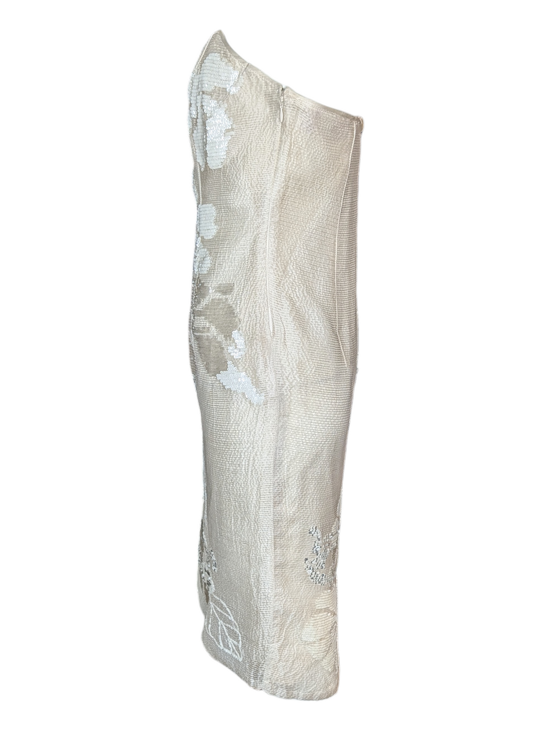 Laura Biagiotti White Sequined Strapless Dress