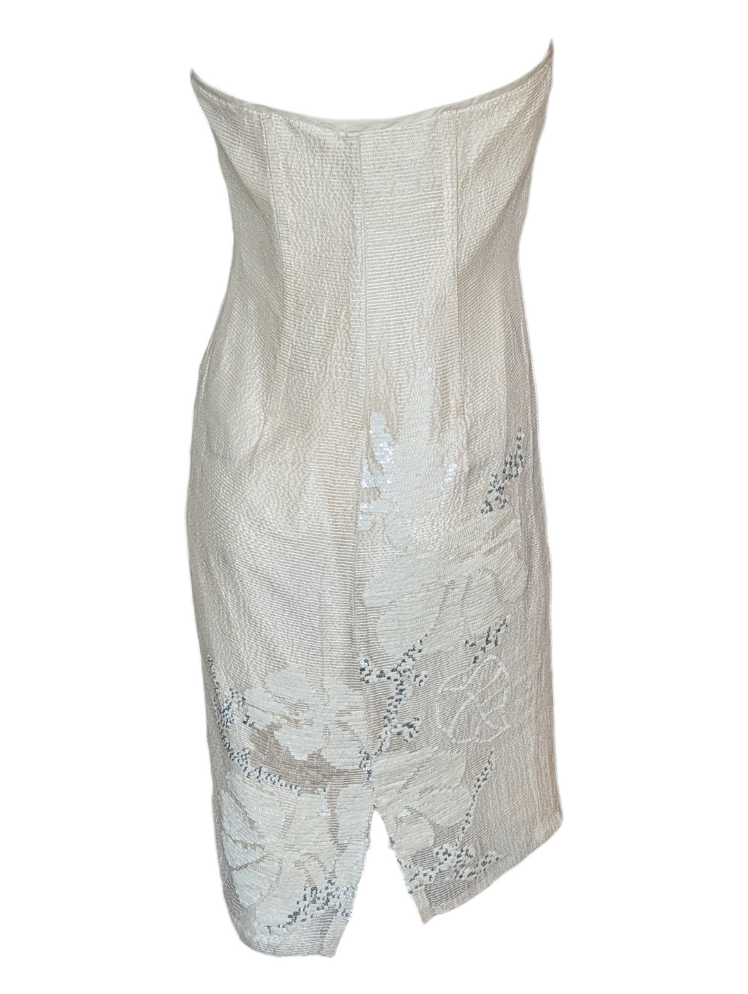 Laura Biagiotti White Sequined Strapless Dress