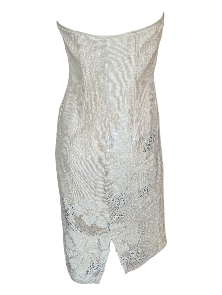 Laura Biagiotti White Sequined Strapless Dress
